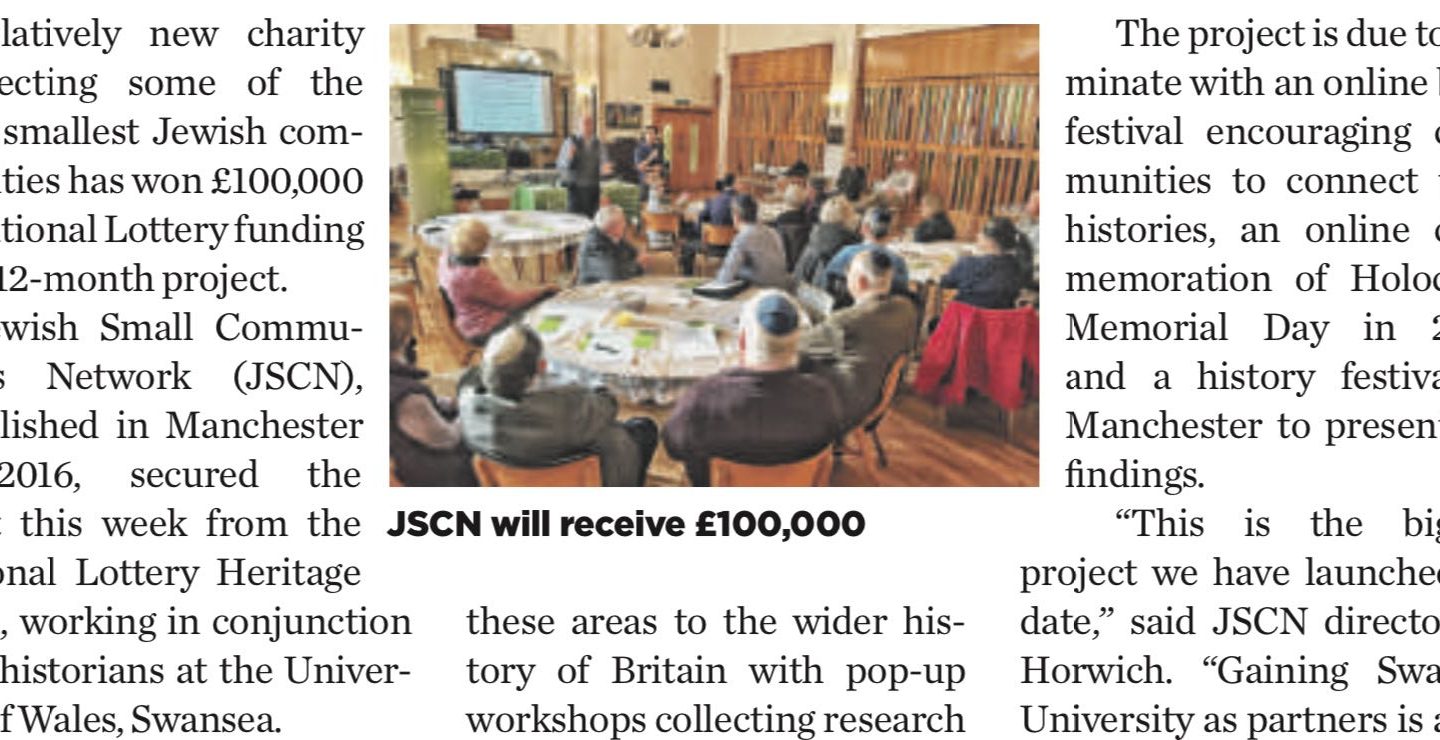 JSCN wins Lottery Heritage Funding for £100k project with Swansea University